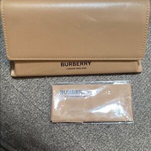 Burberry Beige Leather Eyeglass case with cloth
